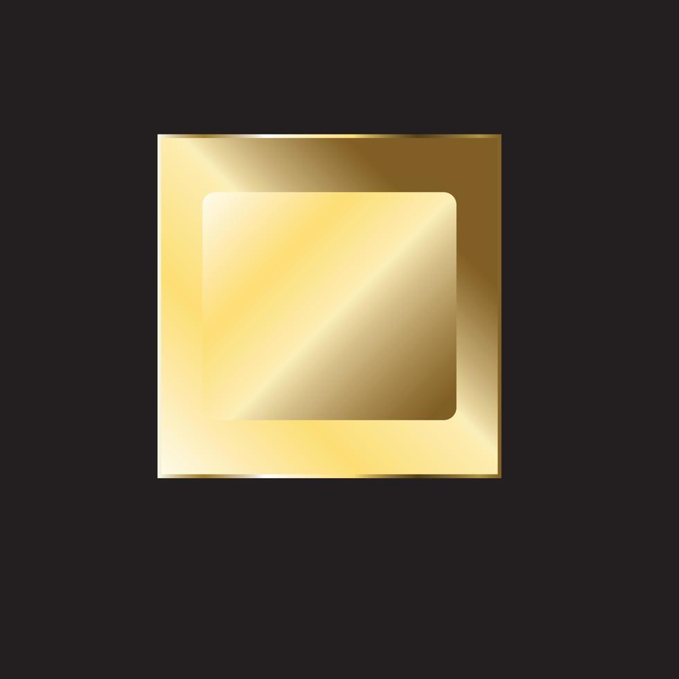 Gold plate. Gold metal plate. Yellow shiny texture with frame. Vector illustration. Stock image.