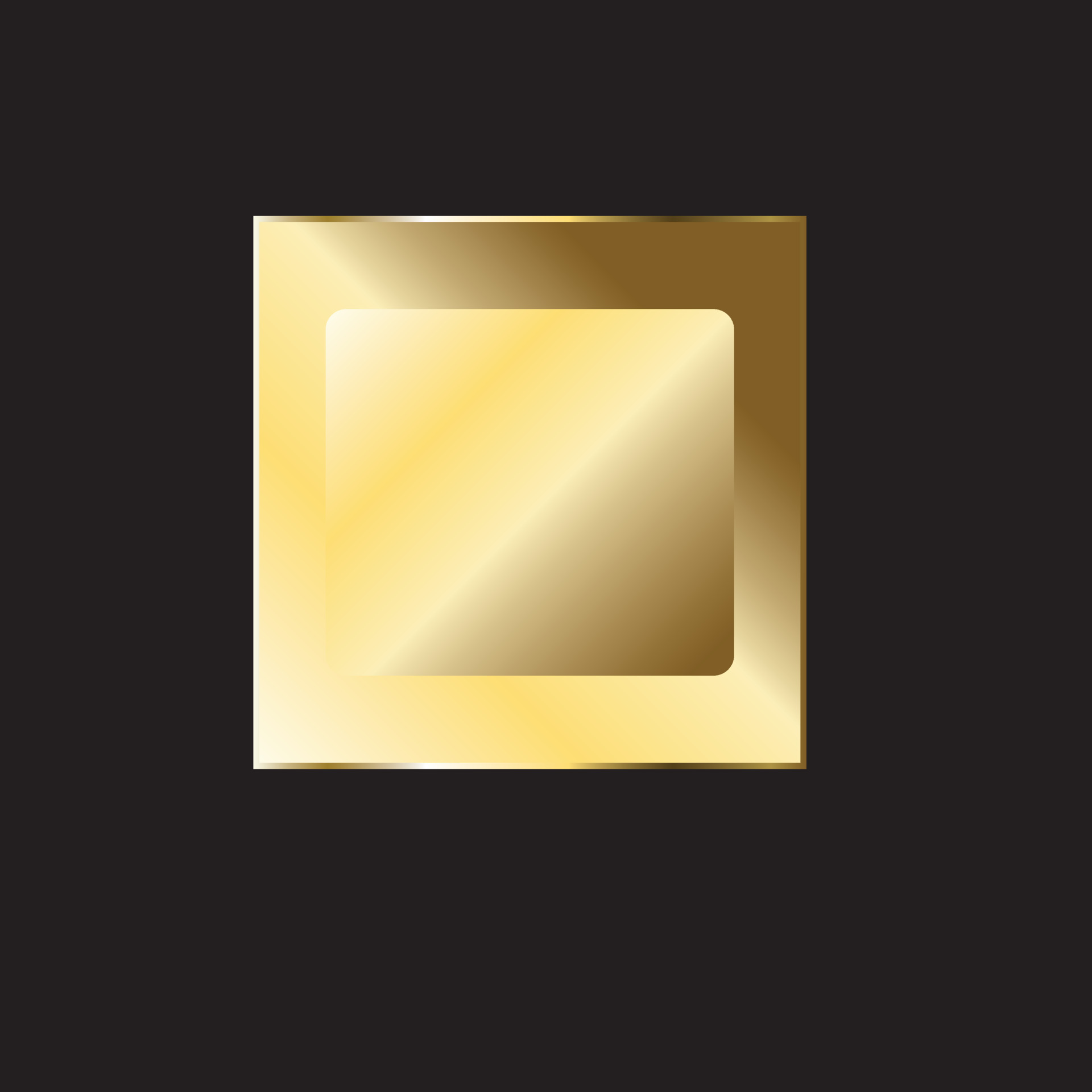 Gold plate. Gold metal plate. Yellow shiny texture with frame. Vector