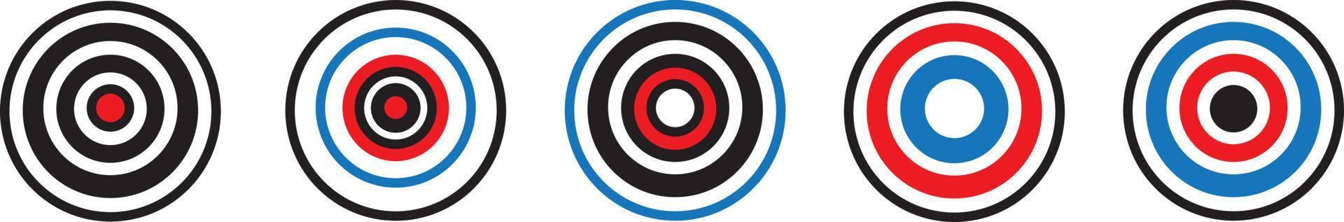 Target collection. Target vector icons, isolated on white background. Targets different shapes and color. Archery target business concept. Vector