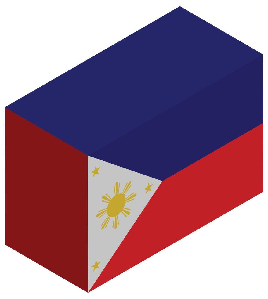 bandera nacional de filipinas - representación isométrica 3d. vector