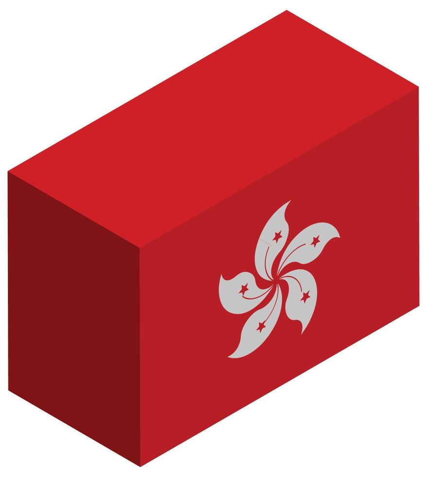 bandera nacional de hong kong - representación isométrica 3d. vector