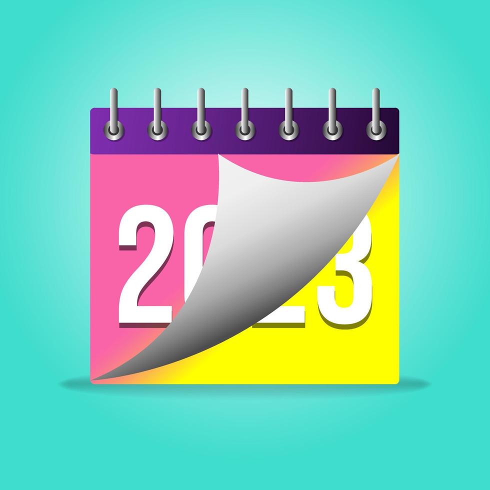 Se acerca el año nuevo 2023. ilustración vectorial de un calendario de papel con una página que pasa al año 2023. finales de 2022 y principios de 2023 vector