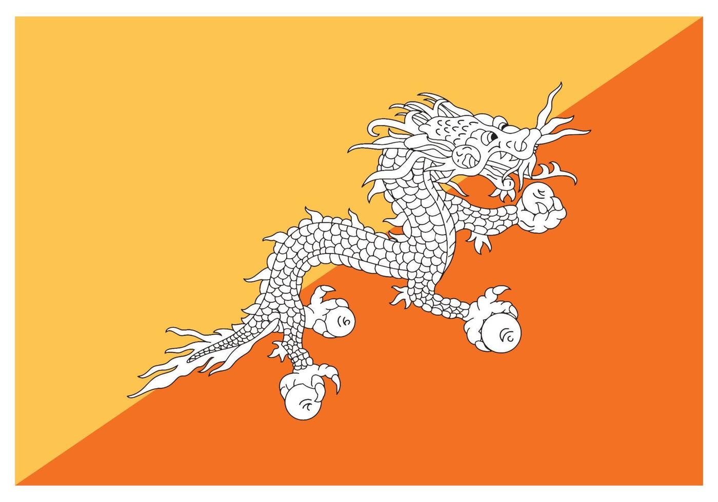 National flag of Bhutan - Flat color icon. vector