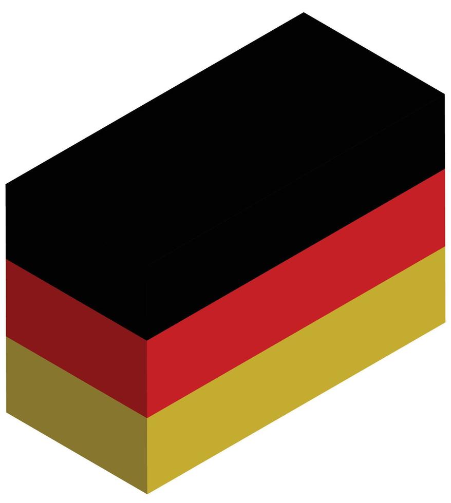 bandera nacional de alemania - representación isométrica 3d. vector