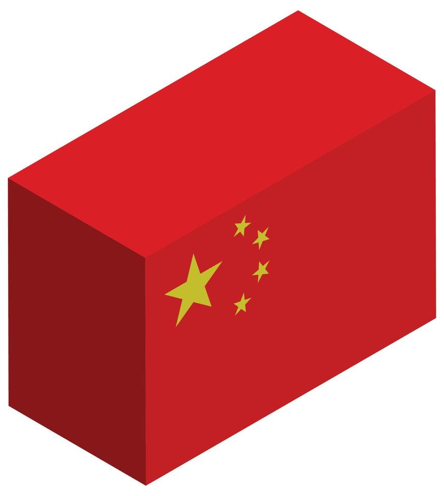 National flag of China - Isometric 3d rendering. vector