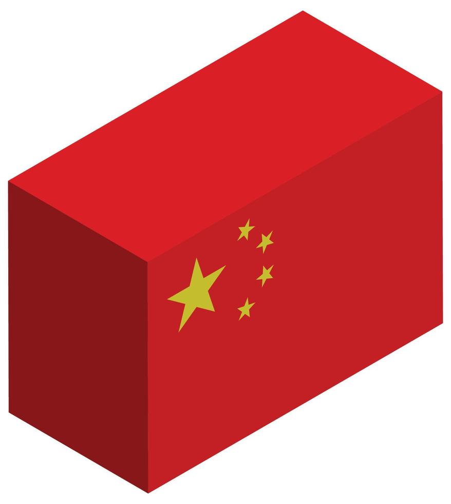 bandera nacional de china - representación 3d isométrica. vector