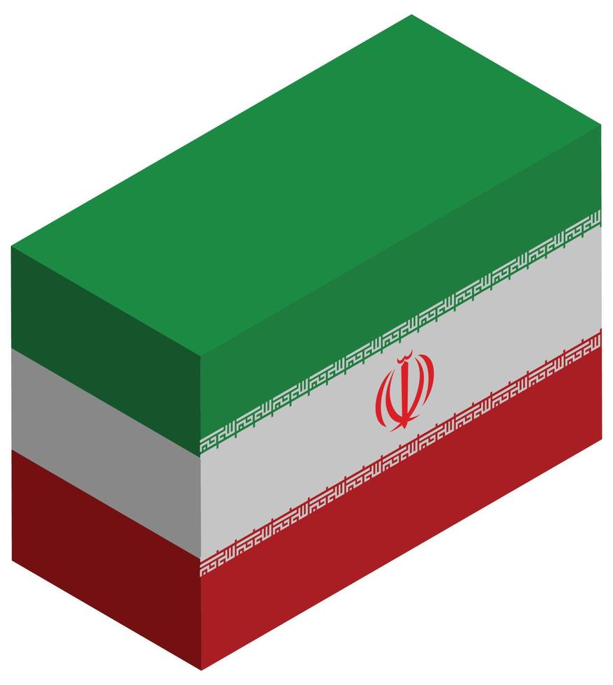 bandera nacional de irán - representación isométrica 3d. vector