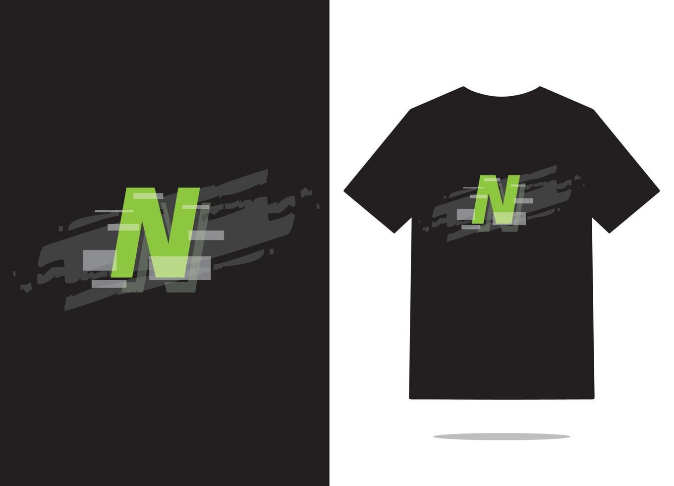 T shirt design alphabet n vector
