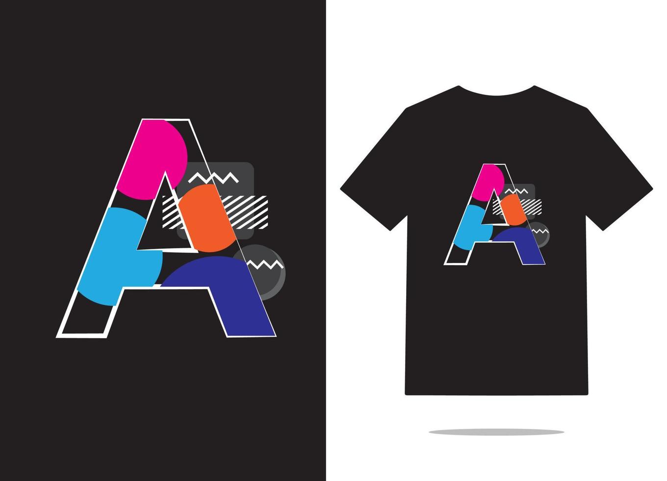 T shirt design alphabet a vector