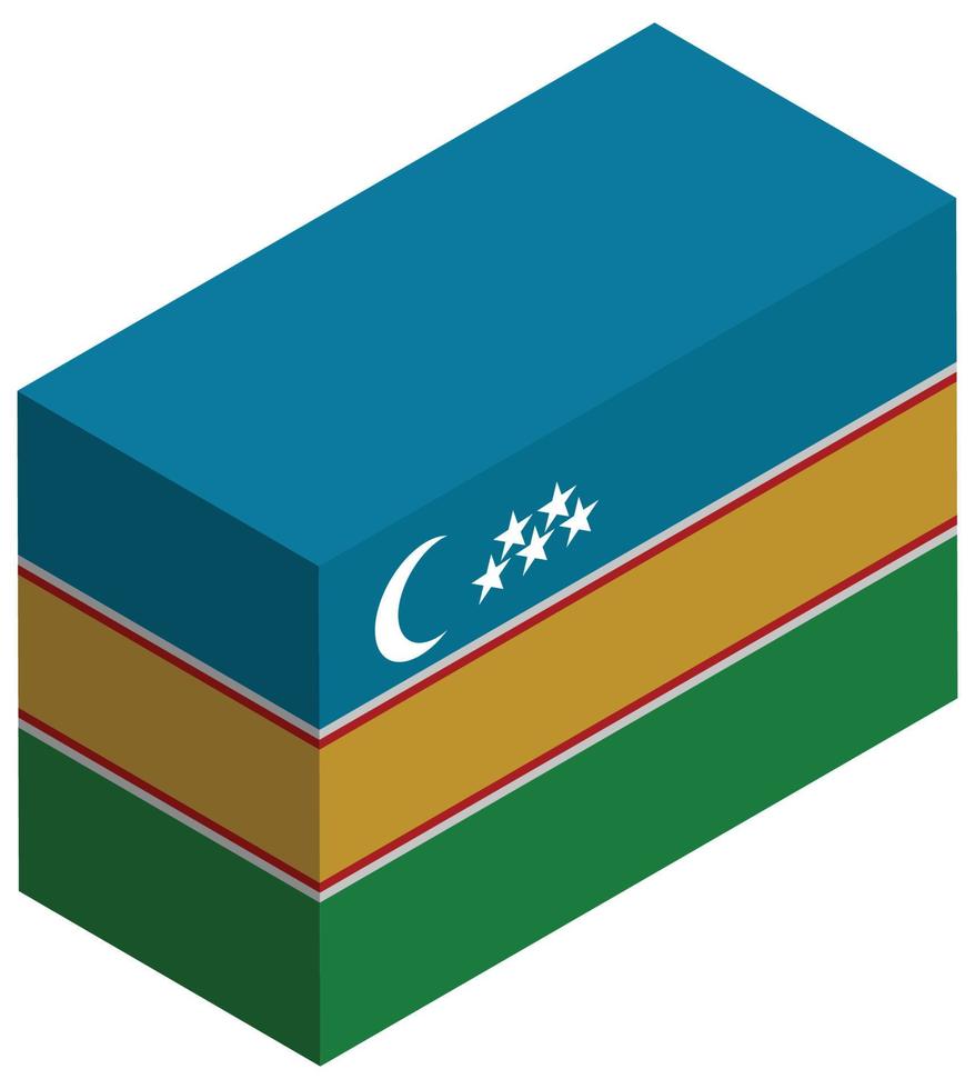 National flag of Karakalpakstan - Isometric 3d rendering. vector