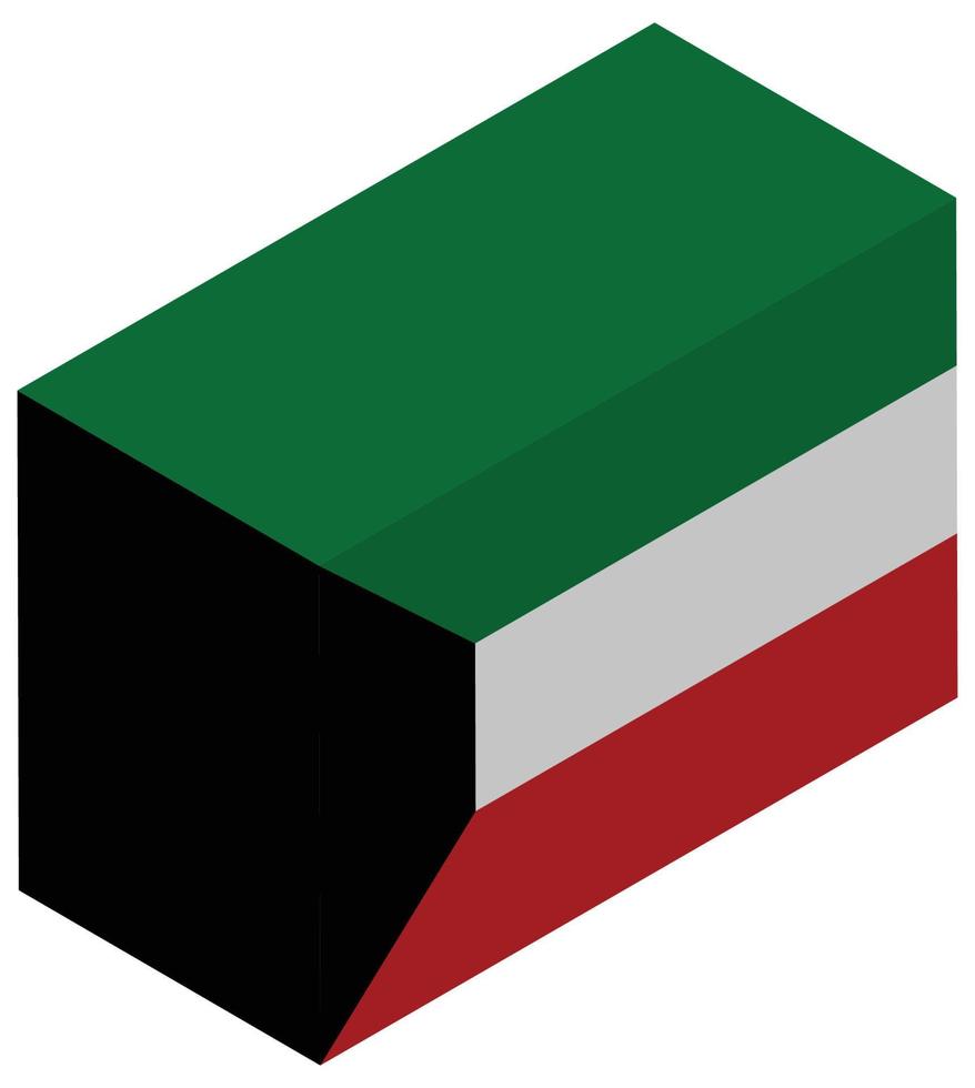 bandera nacional de kuwait - representación isométrica 3d. vector