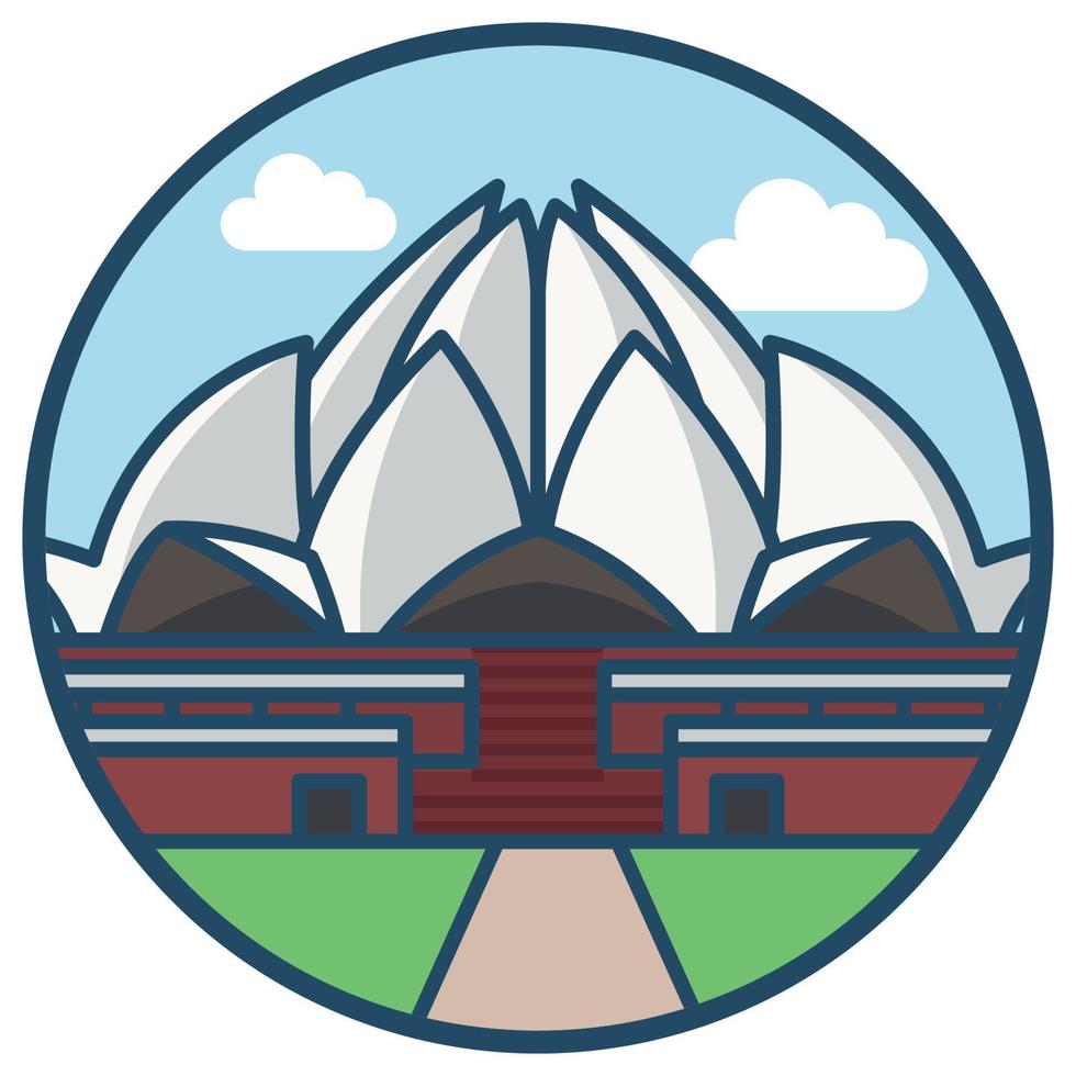 World famous building - Lotus Temple - India vector