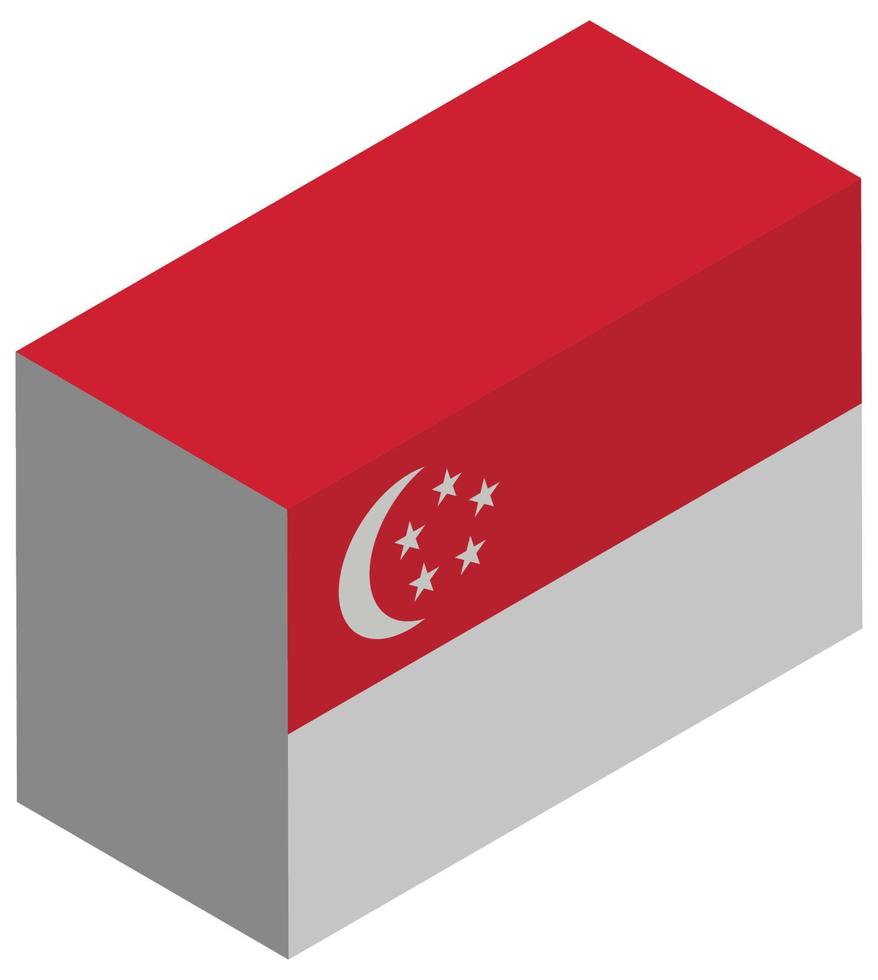 bandera nacional de singapur - representación isométrica 3d. vector
