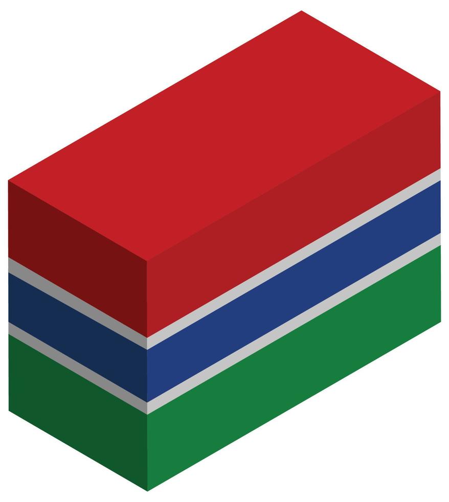 National flag of Gambia - Isometric 3d rendering. vector