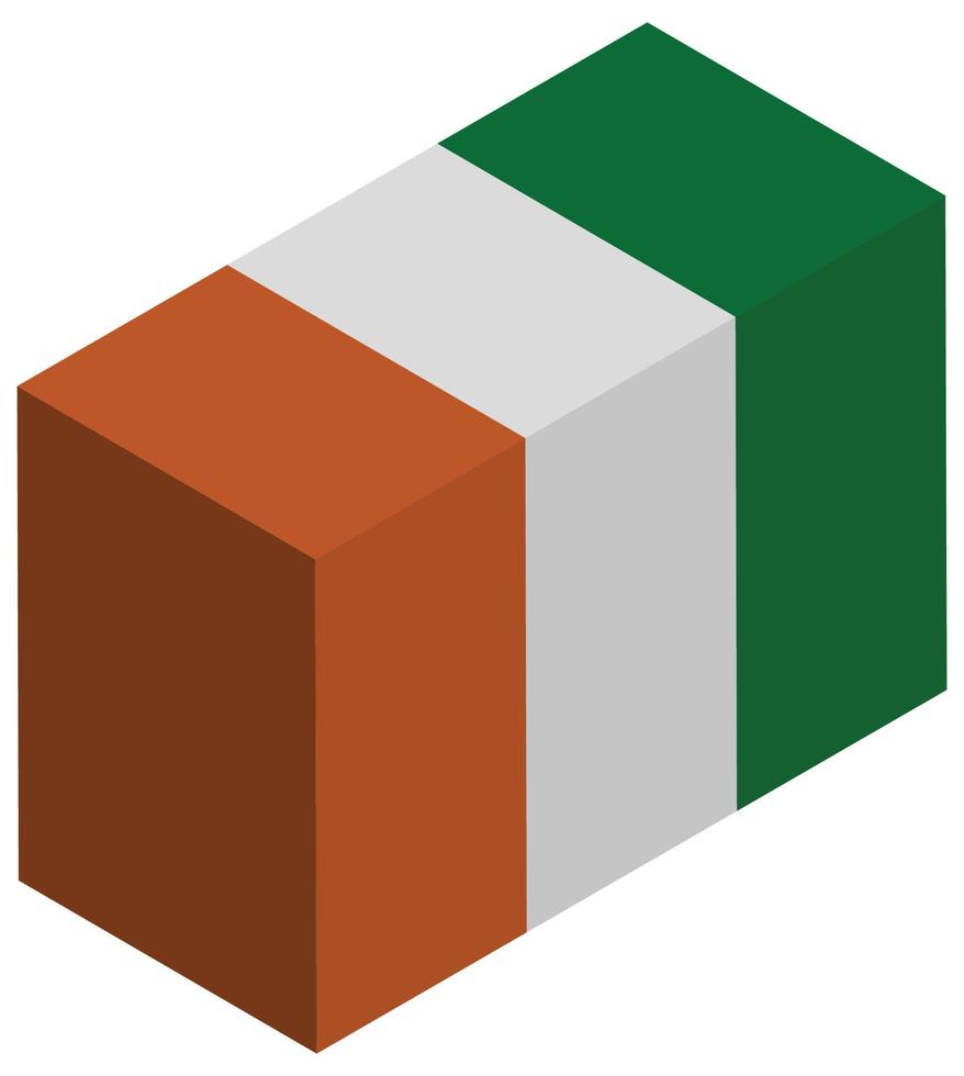 bandera nacional de costa de marfil - representación isométrica 3d. vector