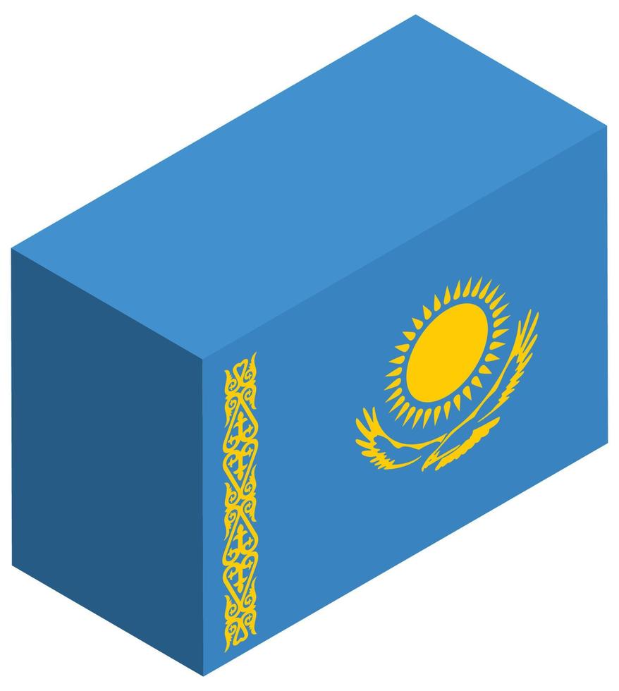 National flag of Kazakhstan - Isometric 3d rendering. vector