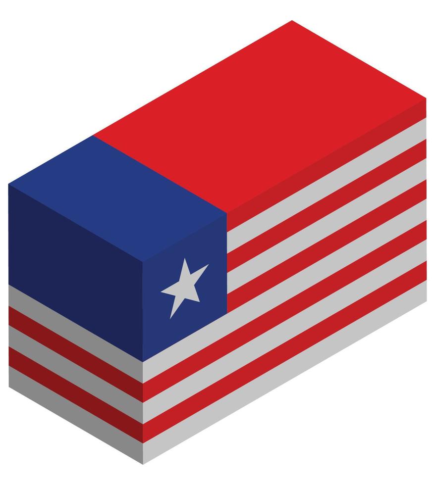 bandera nacional de liberia - representación isométrica 3d. vector