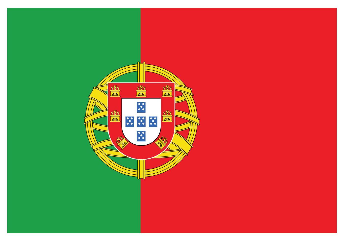 National flag of Portugal - Flat color icon. vector