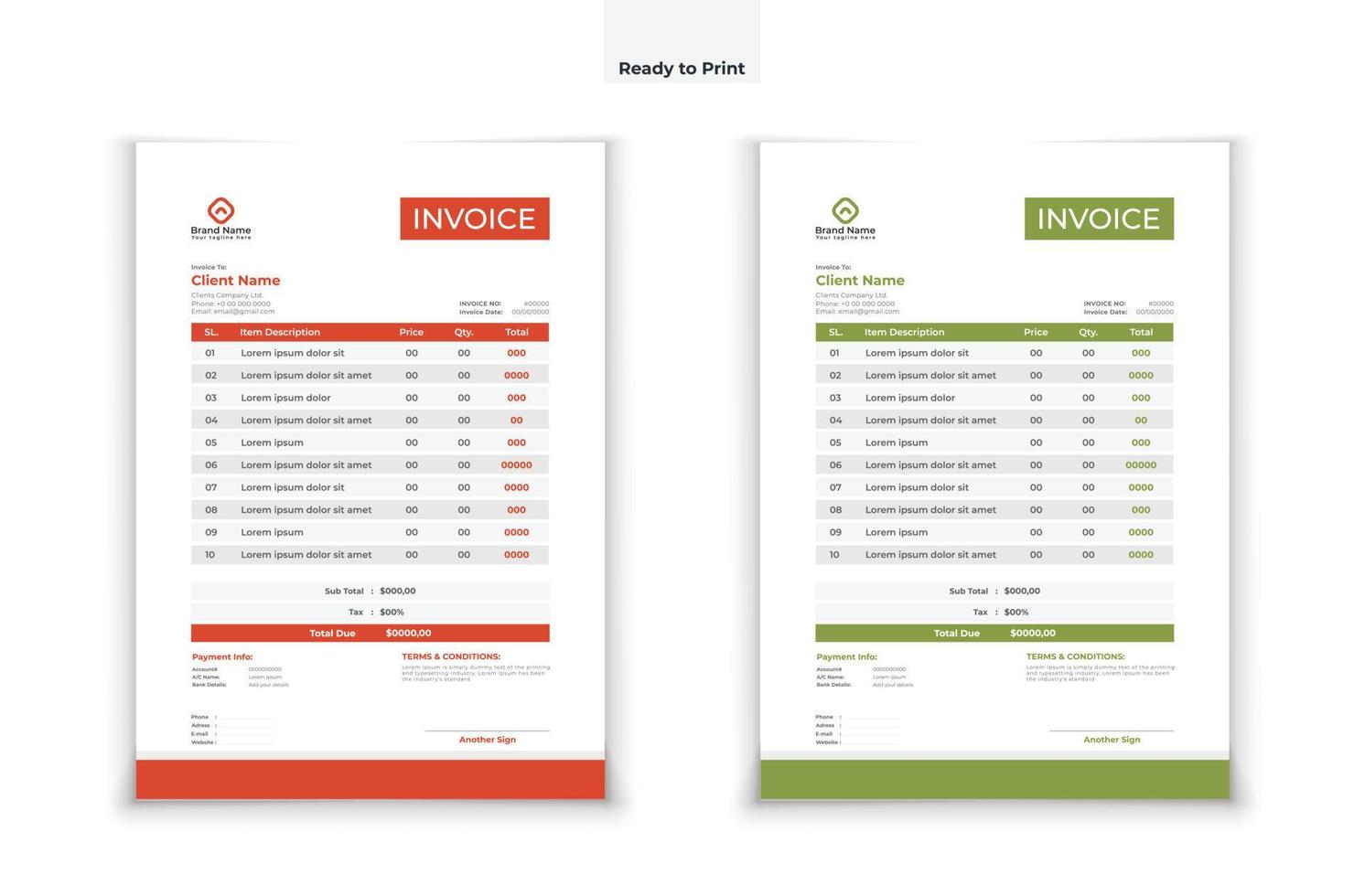 Invoice template design in minimal style vector