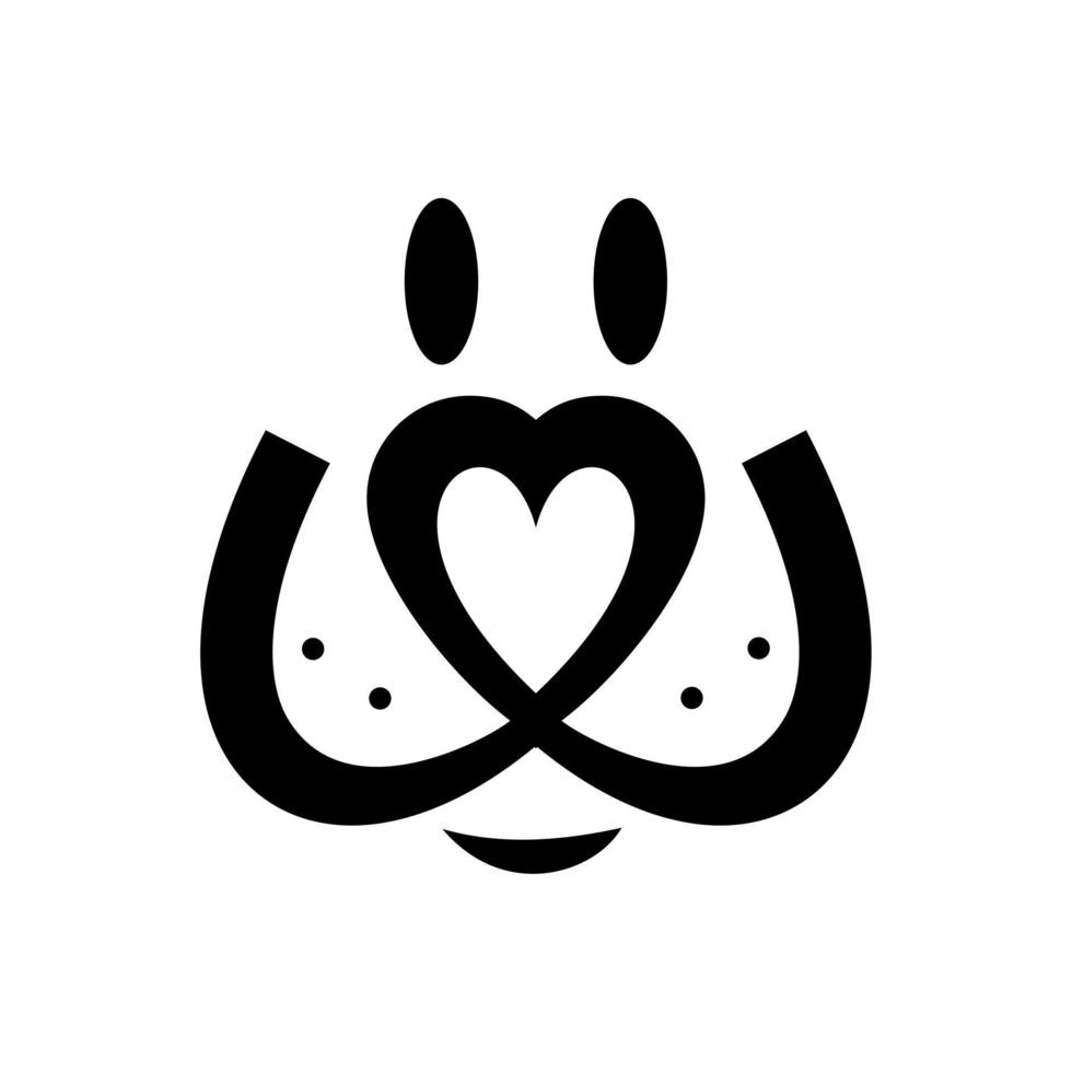 Dog logo with heart and initial W,   Design element for logo, poster, card, banner, emblem, t shirt. Vector illustration