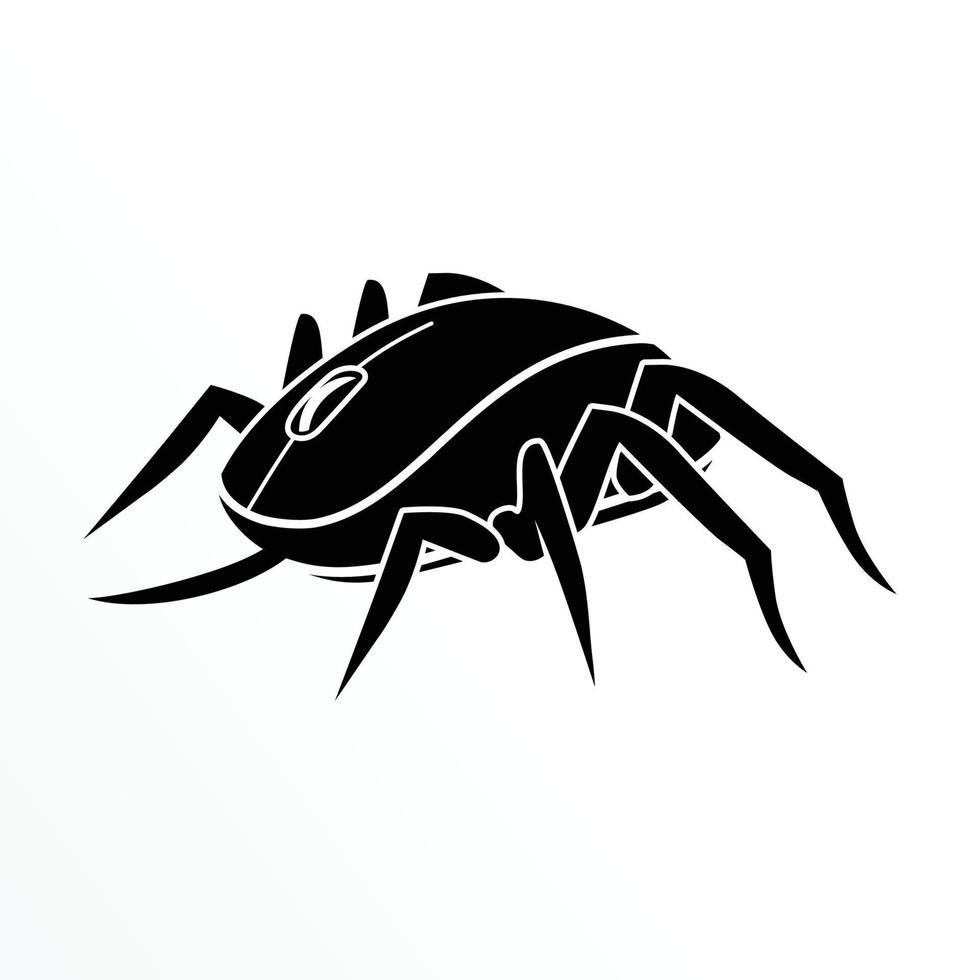 clic de araña con ratón y pie de araña, elemento de diseño para logotipo, afiche, tarjeta, pancarta, emblema, camiseta. ilustración vectorial vector