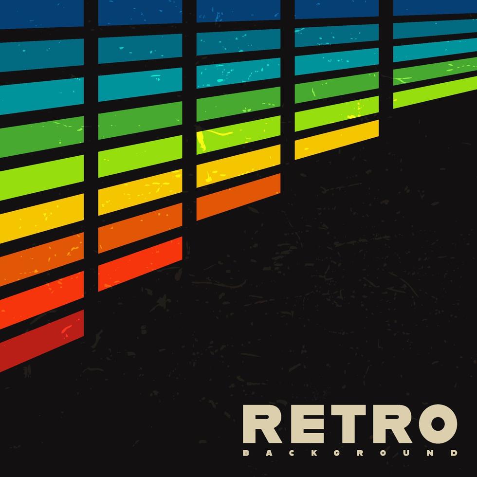 Retro background with colorful vintage music equalizer. Vector illustration.