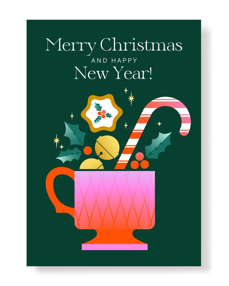 feliz navidad y feliz año nuevo tarjeta de felicitación. conceptos de ilustración vectorial para fondo, tarjeta de felicitación, tarjeta de invitación de fiesta, banner de sitio web, banner de medios sociales, material de marketing. vector