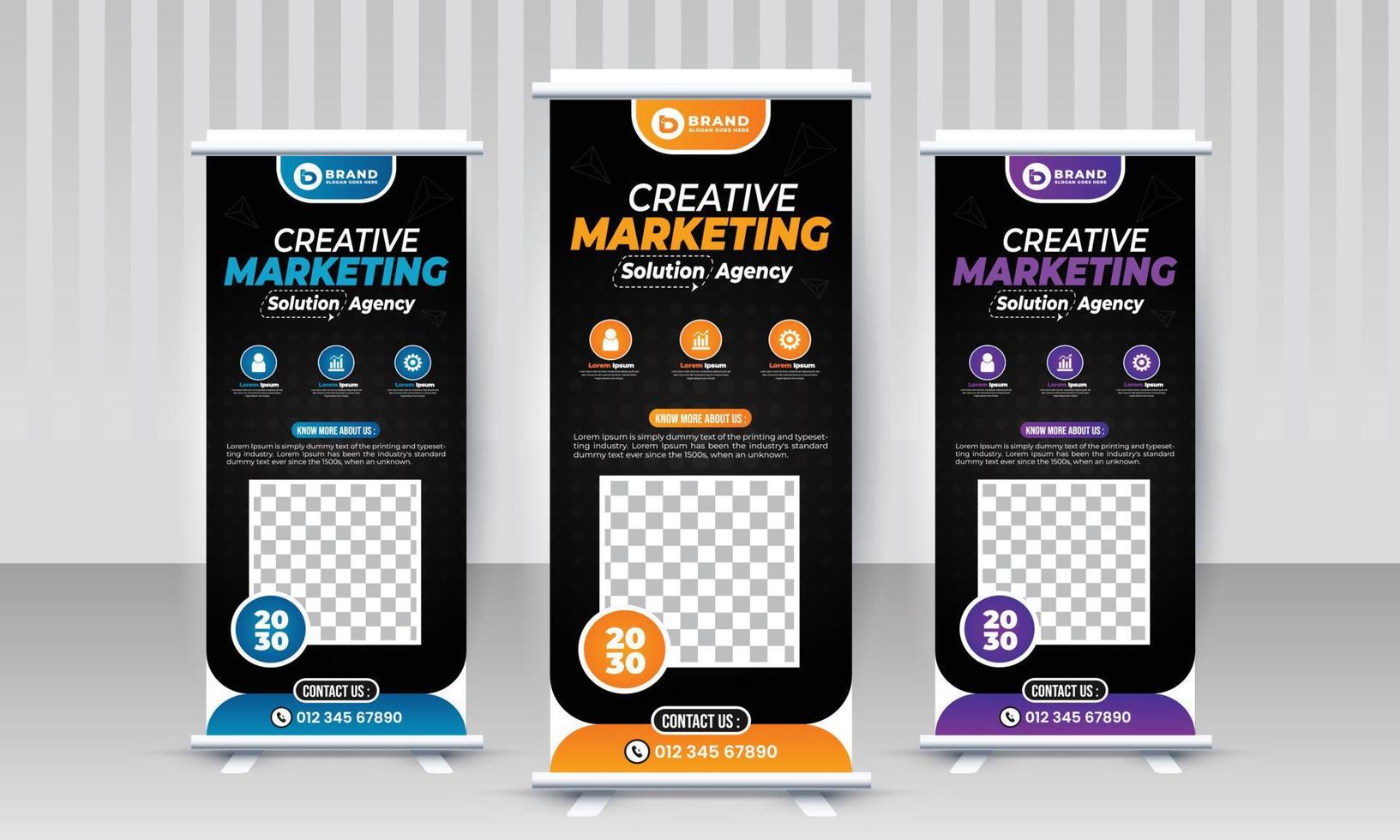 Creative modern corporate agency business standee x rollup pullup signage retractable banner design vector template
