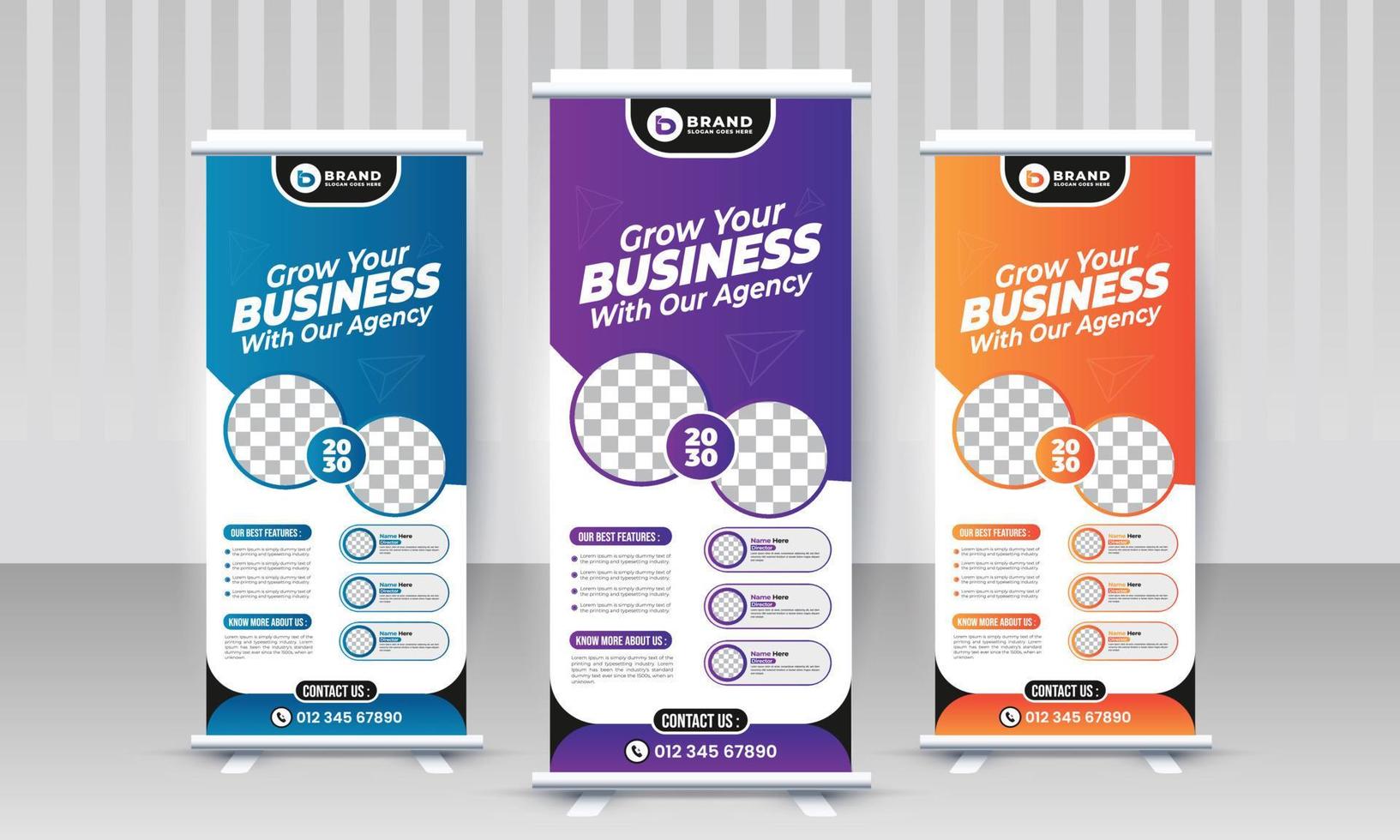 Modern creative corporate agency business standee x rollup pullup signage retractable banner design vector template