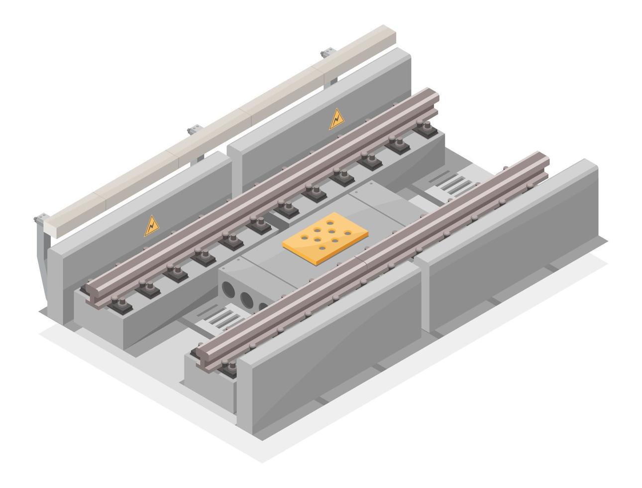 construcción de ferrocarril eléctrico de la estación del puente ferroviario skytrain isométrica aislada vector