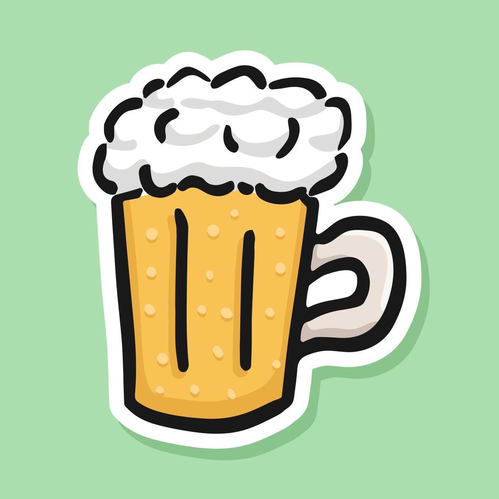 icono de cerveza vectorial en estilo dibujado a mano. esquema símbolo cerveza. ilustración aislada sobre fondo blanco. diseño para imprimir y colorear libros. pictograma de dibujos animados para el juego. garabatear un vaso de cerveza. vector