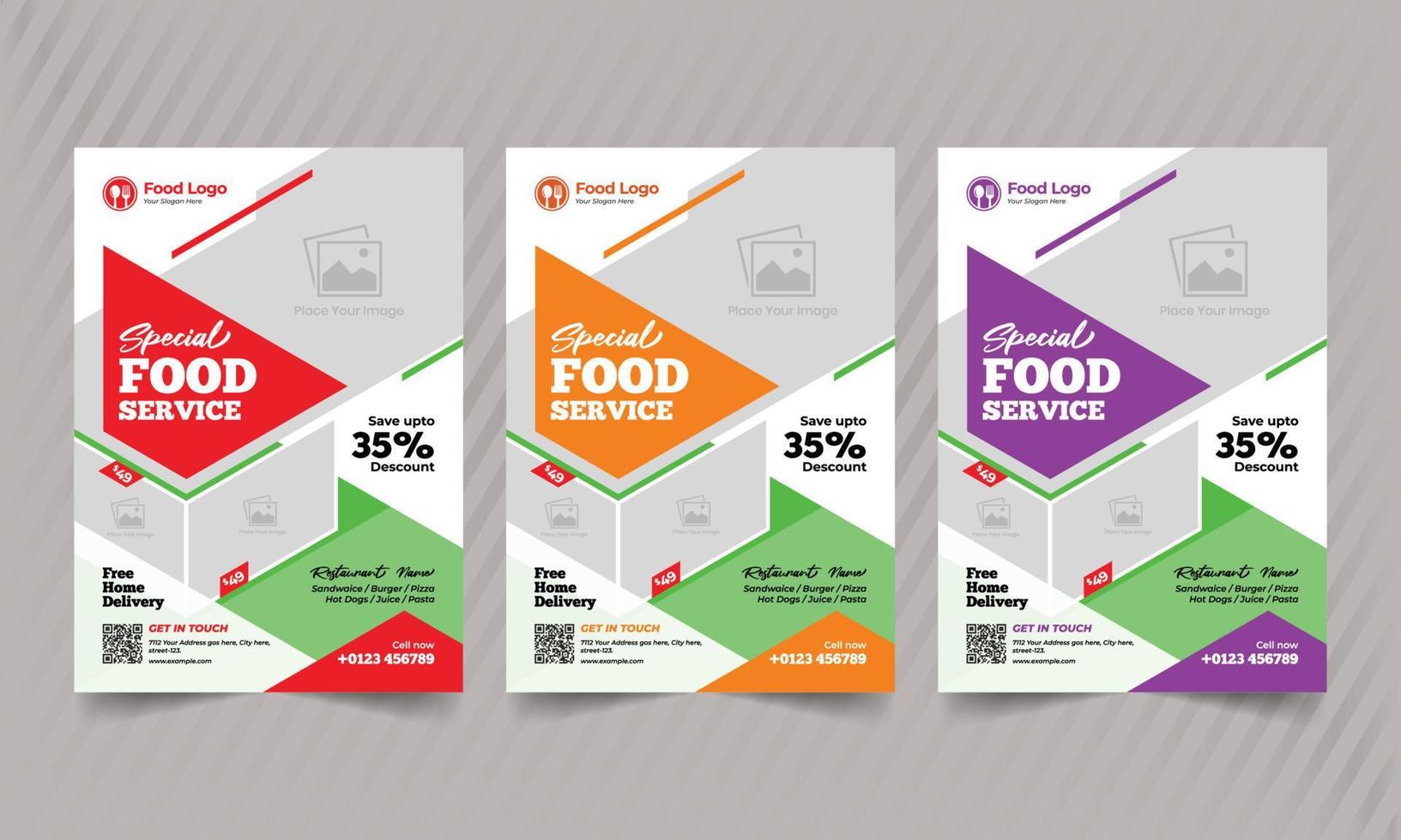 Delicious fast food, cooking, cafe and modern restaurant flyer template design vector