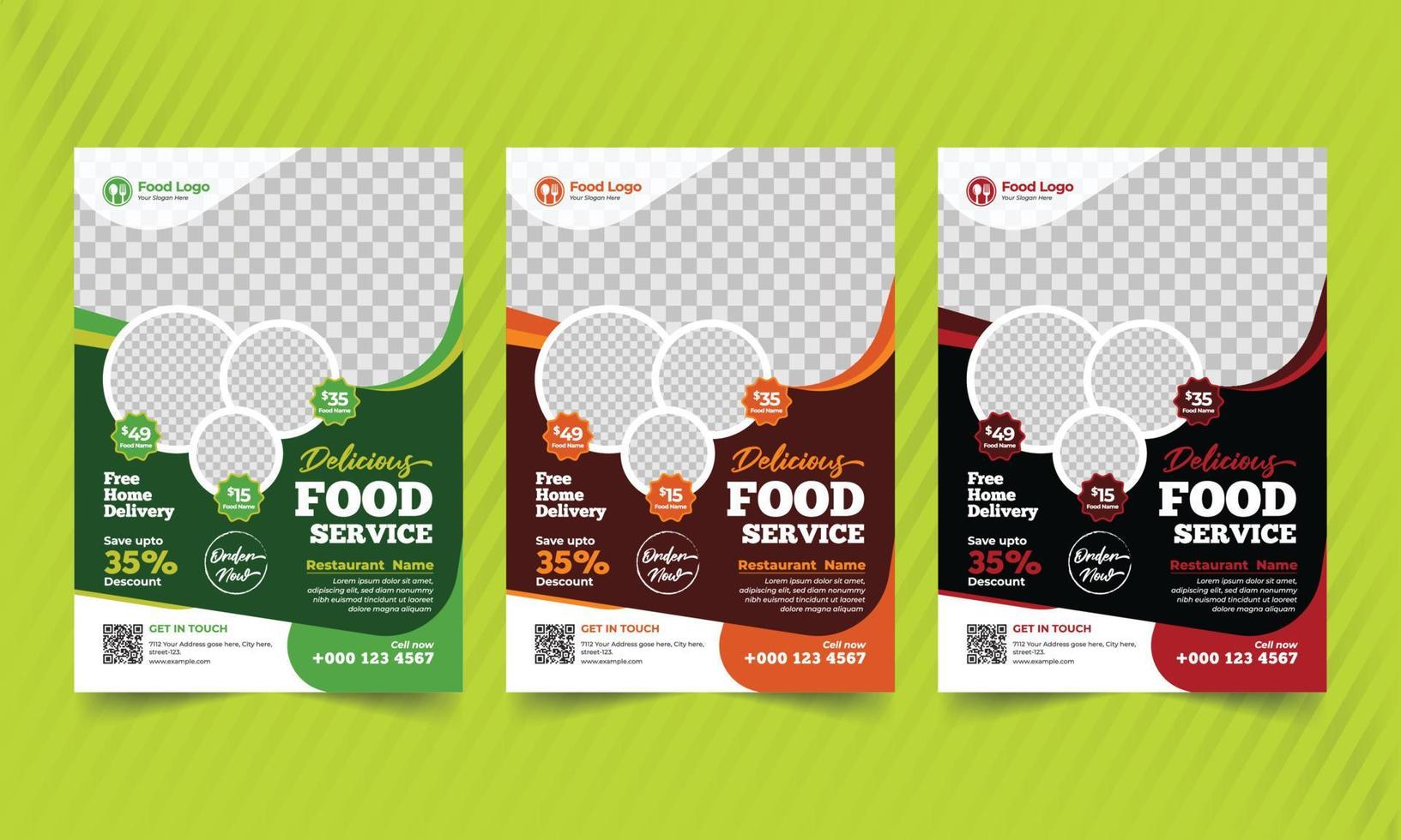 Delicious fast food, cooking, cafe and modern restaurant flyer template design vector