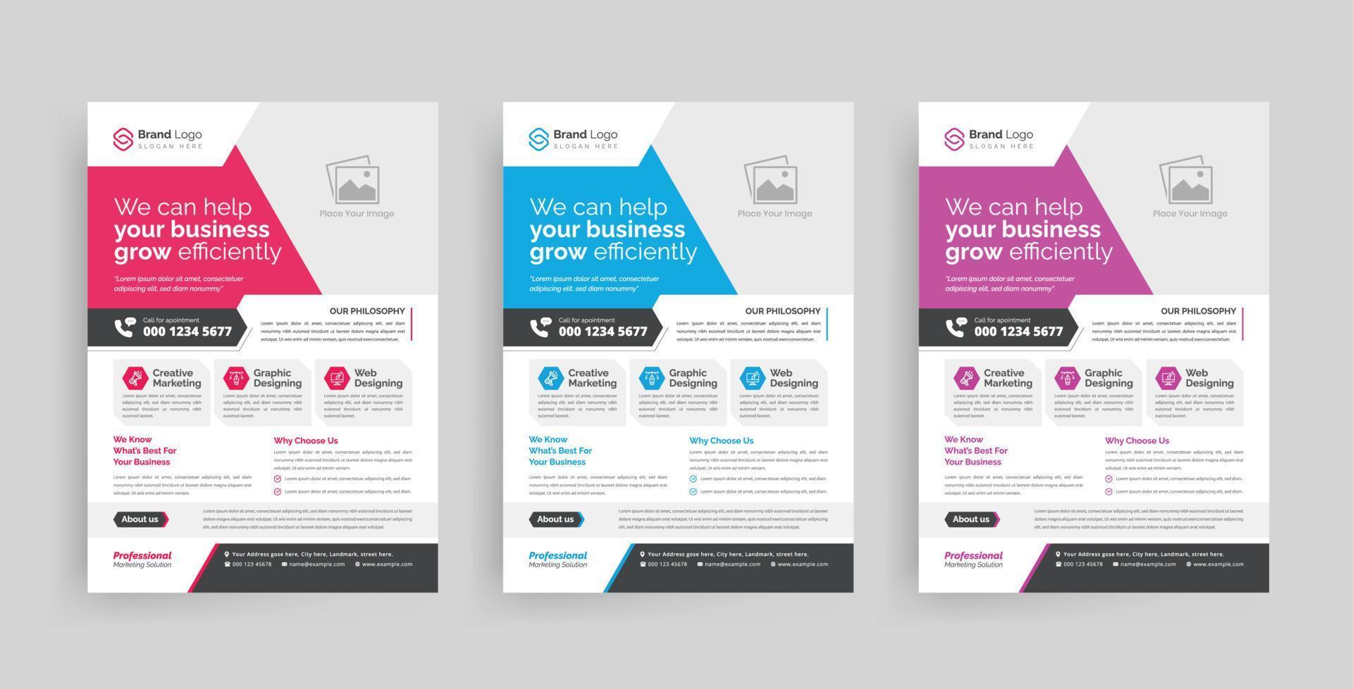 Modern corporate business flyer template and multipurpose brochure cover page design vector