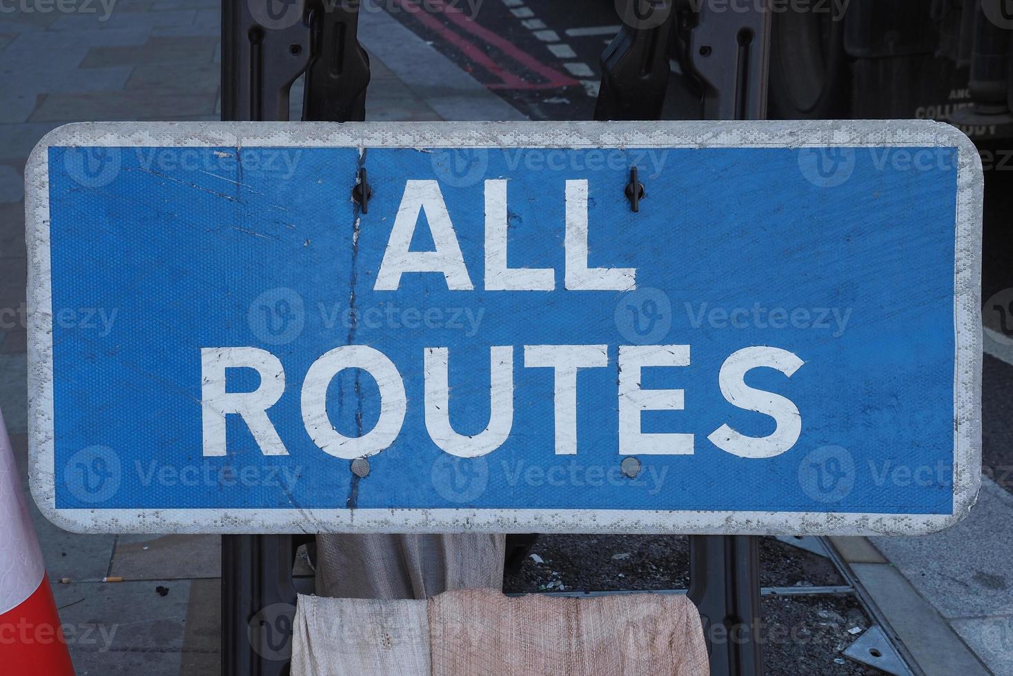 all routes direction sign photo