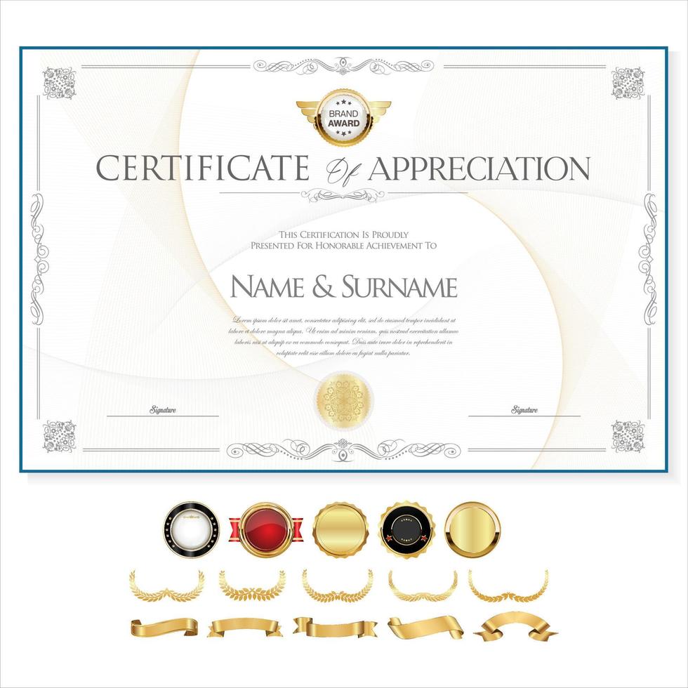 Elegant certificate or diploma retro vintage design vector