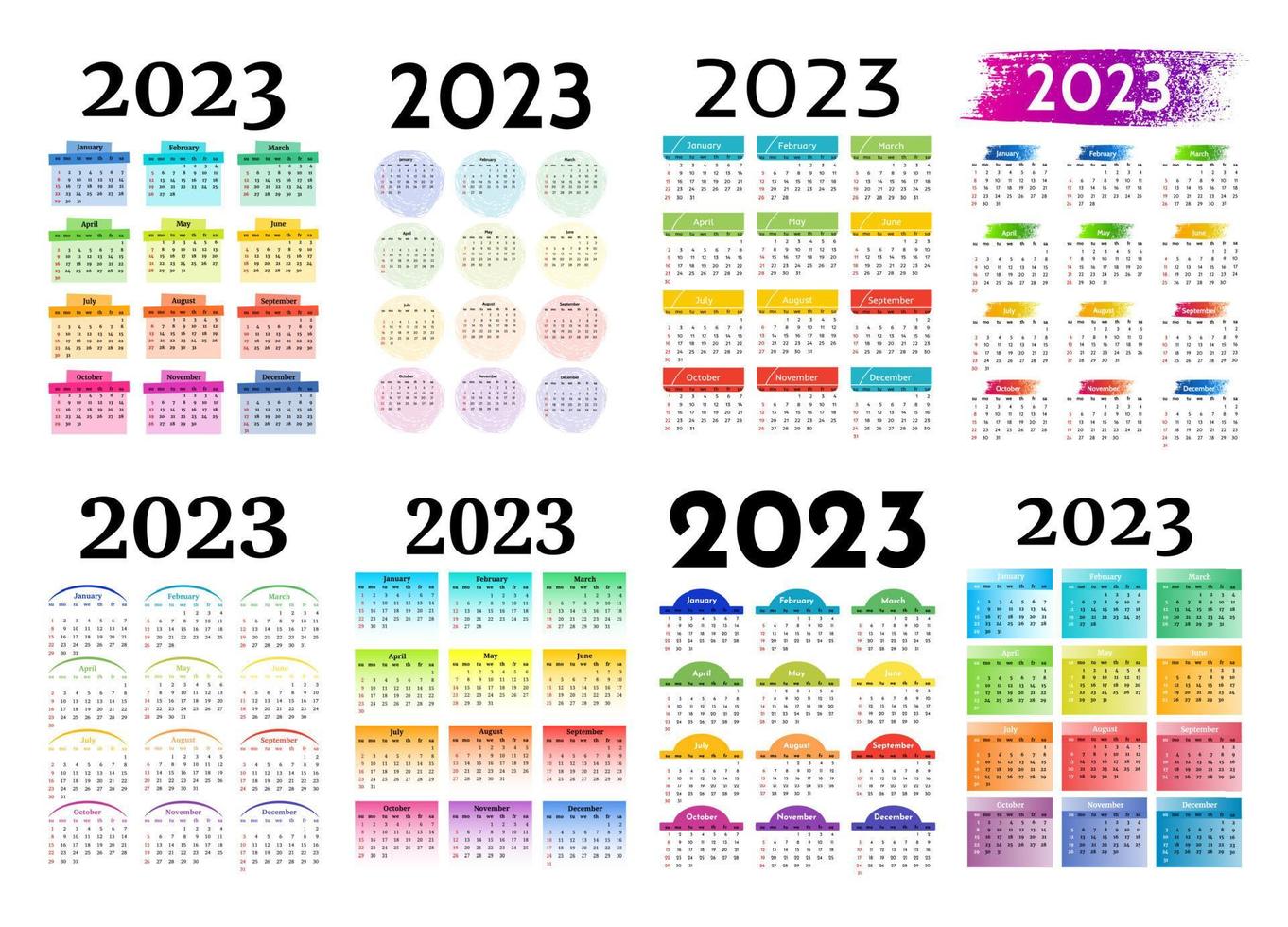 calendario para 2023 aislado en un fondo blanco vector