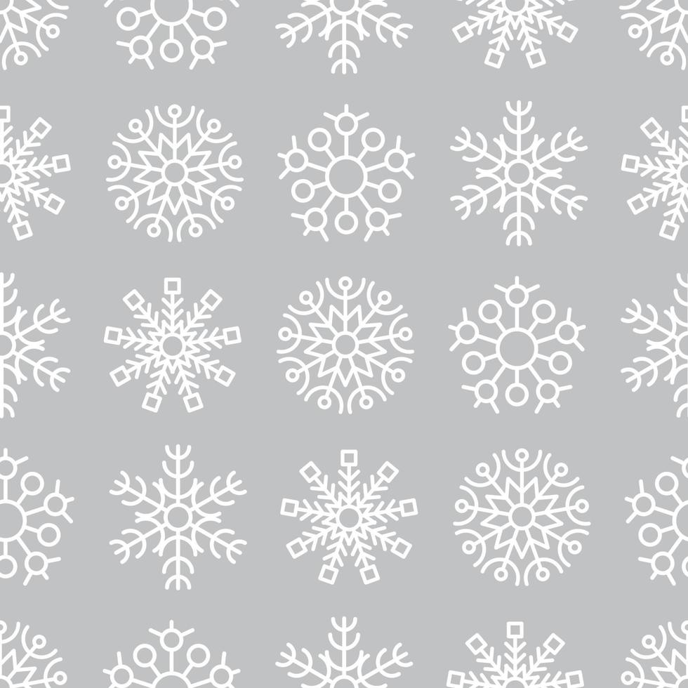 Snowflakes seamless background. Christmas and New Year decoration elements. Vector illustration.