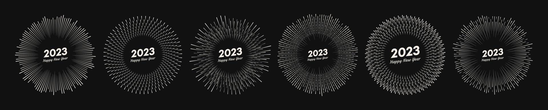 Firework with inscription 2023 and Happy New Year vector