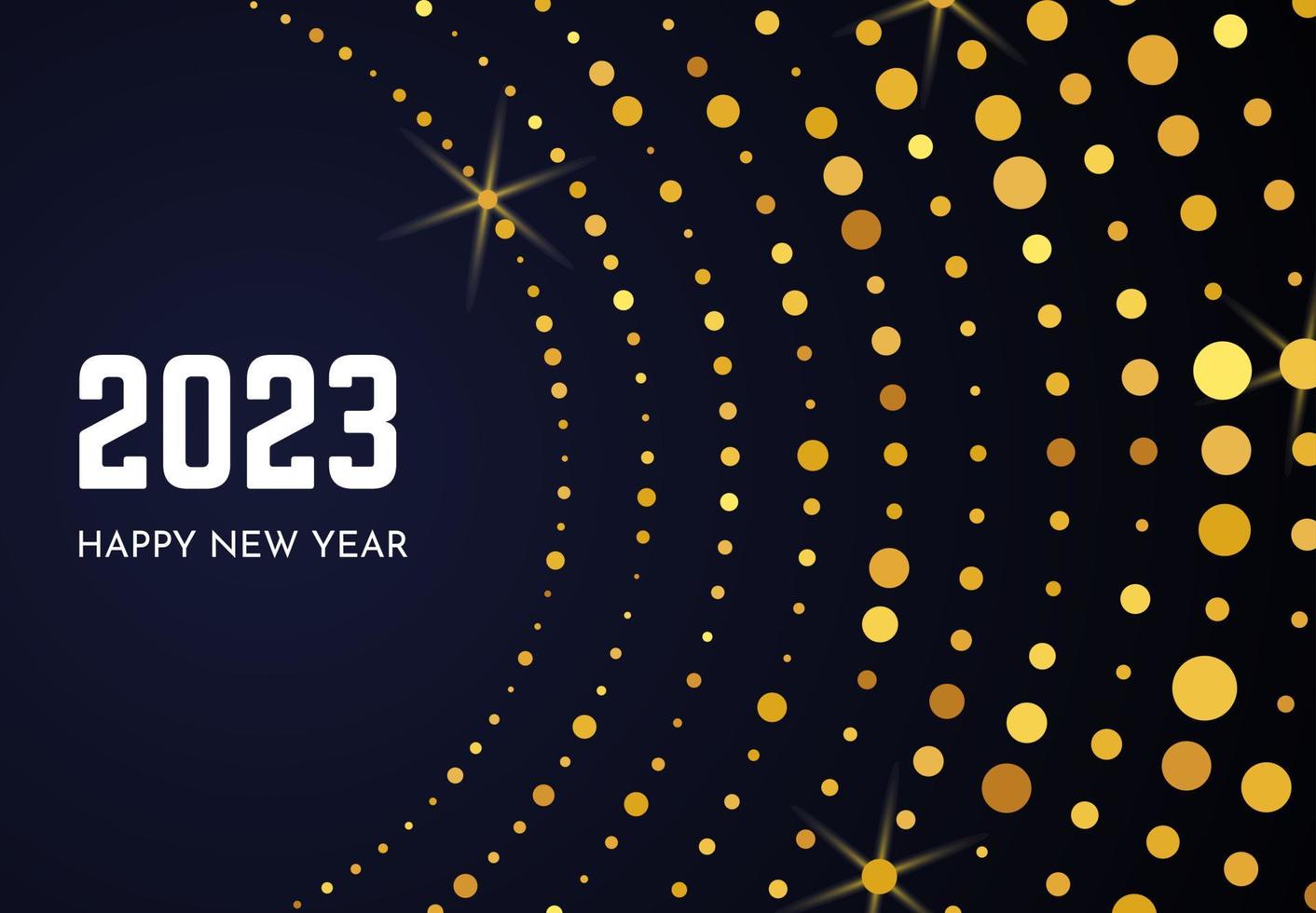 2023 feliz año nuevo de patrón de brillo dorado vector