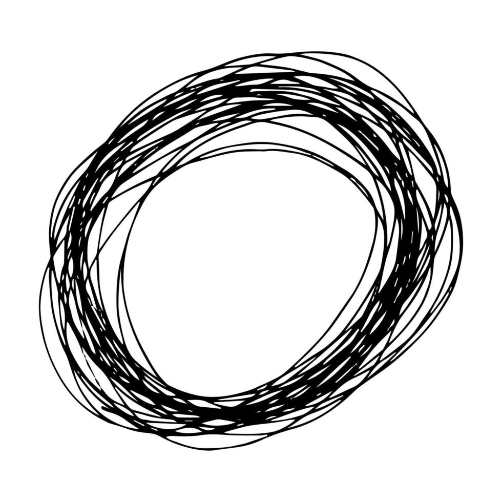 Sketch Hand drawn Ellipse Shape. Abstract Pencil Scribble Drawing. Vector illustration.