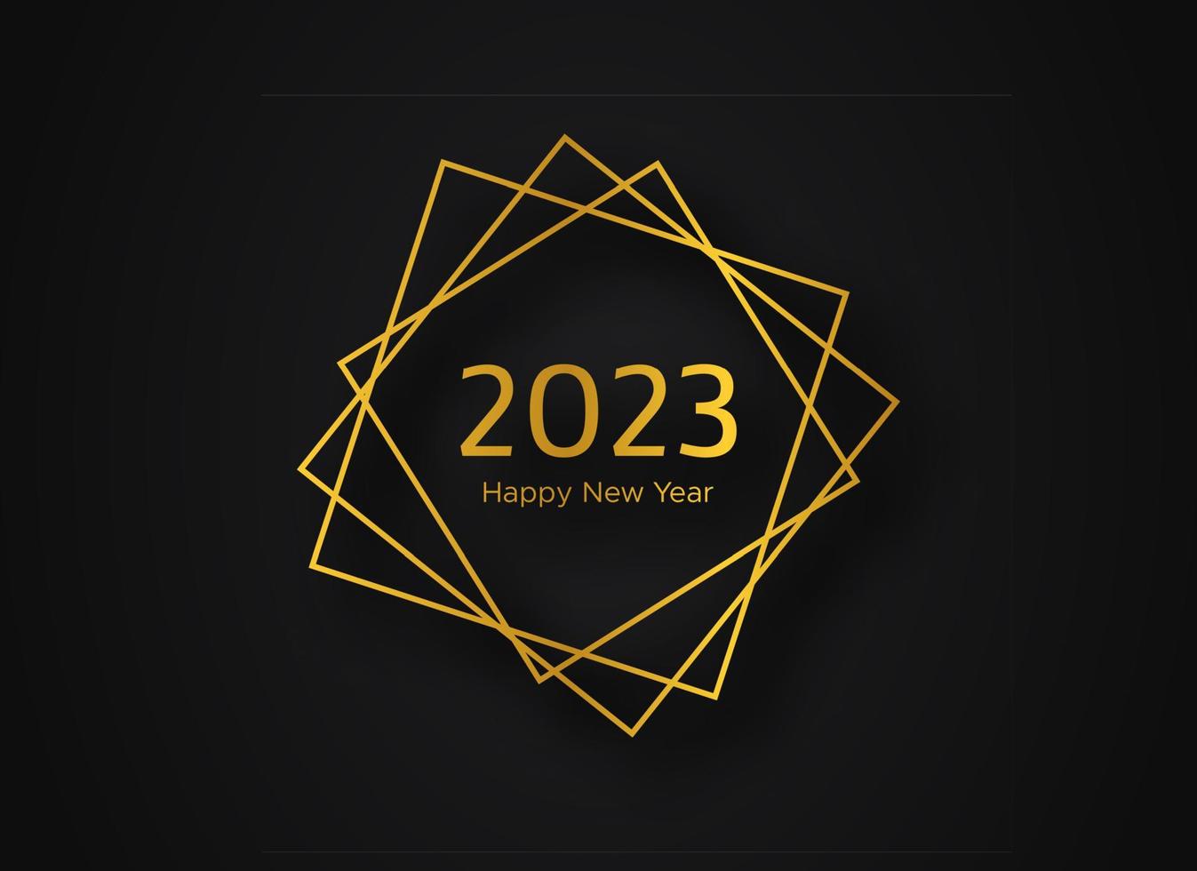 2023 Happy New Year gold geometric polygonal background vector