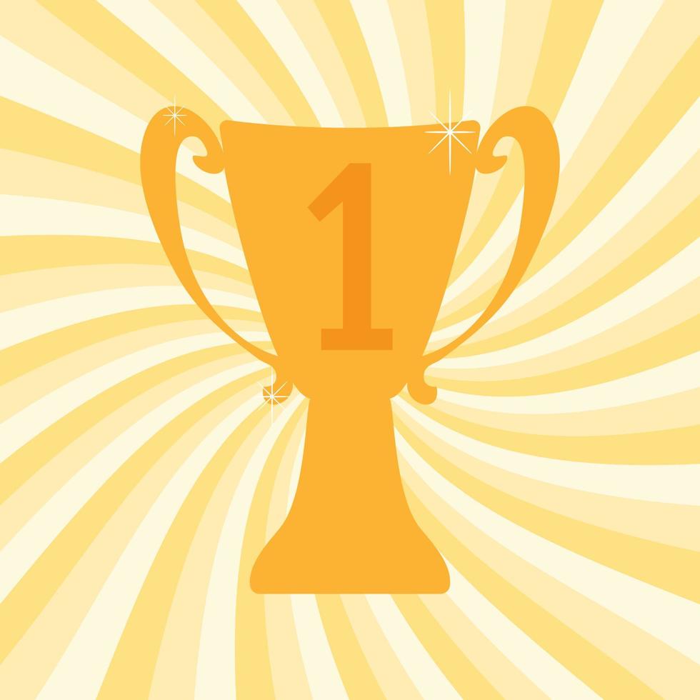 Championship winner trophy cup for first place. Vector illustration.