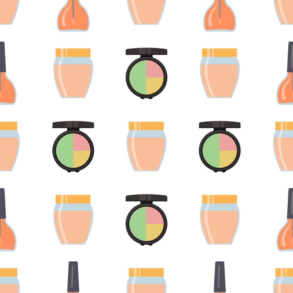 patrón sin costuras con artículos de maquillaje en estilo plano. ilustración vectorial vector