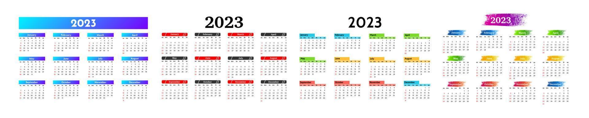 calendario para 2023 aislado en un fondo blanco vector