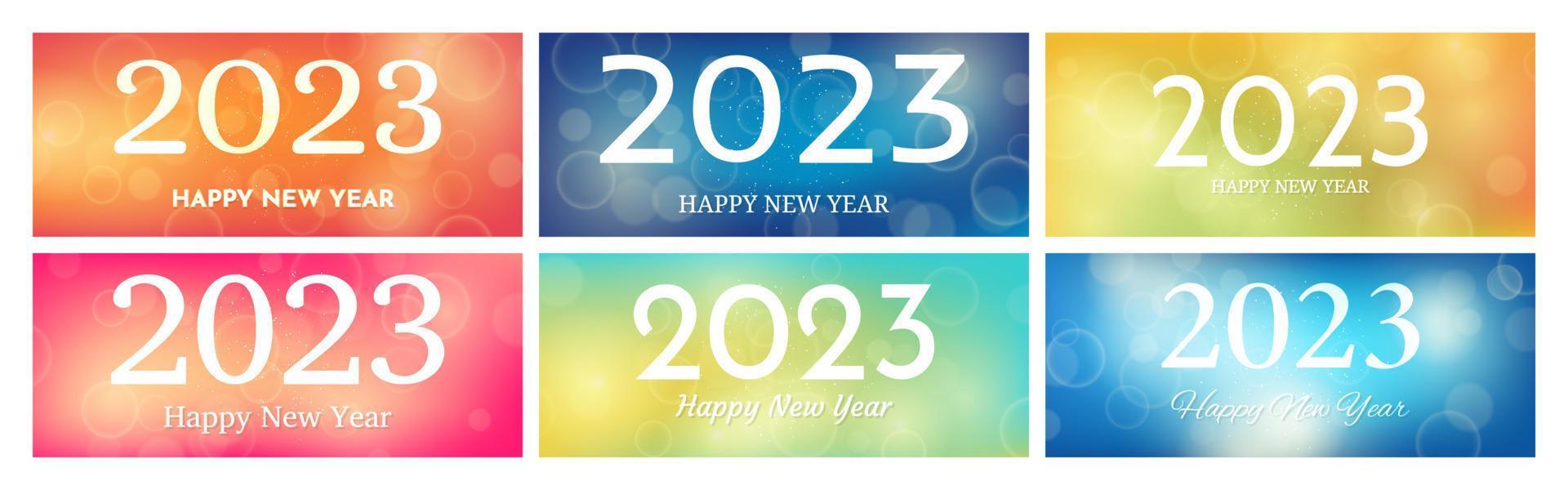 Happy new year 2023 incription on blurred background vector