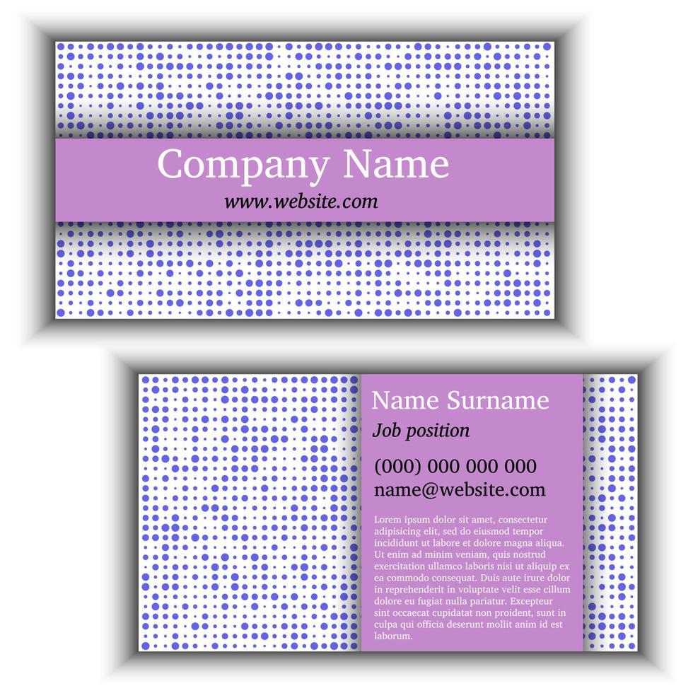 Business card template with abstract background. Irregular blue dotes on white background. vector