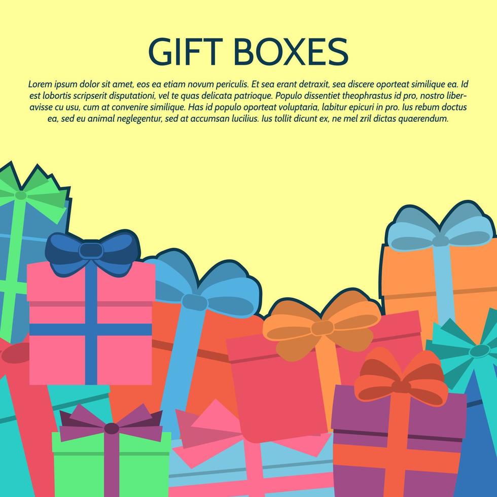 Background with a colorful gift boxes. Vector illustration.