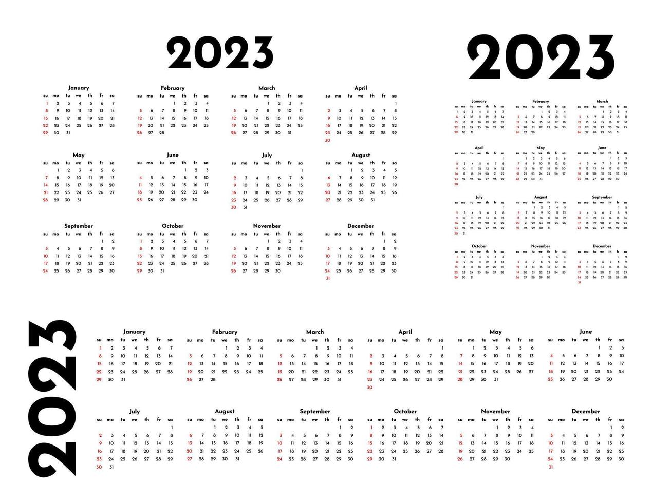 calendario para 2023 aislado en un fondo blanco vector