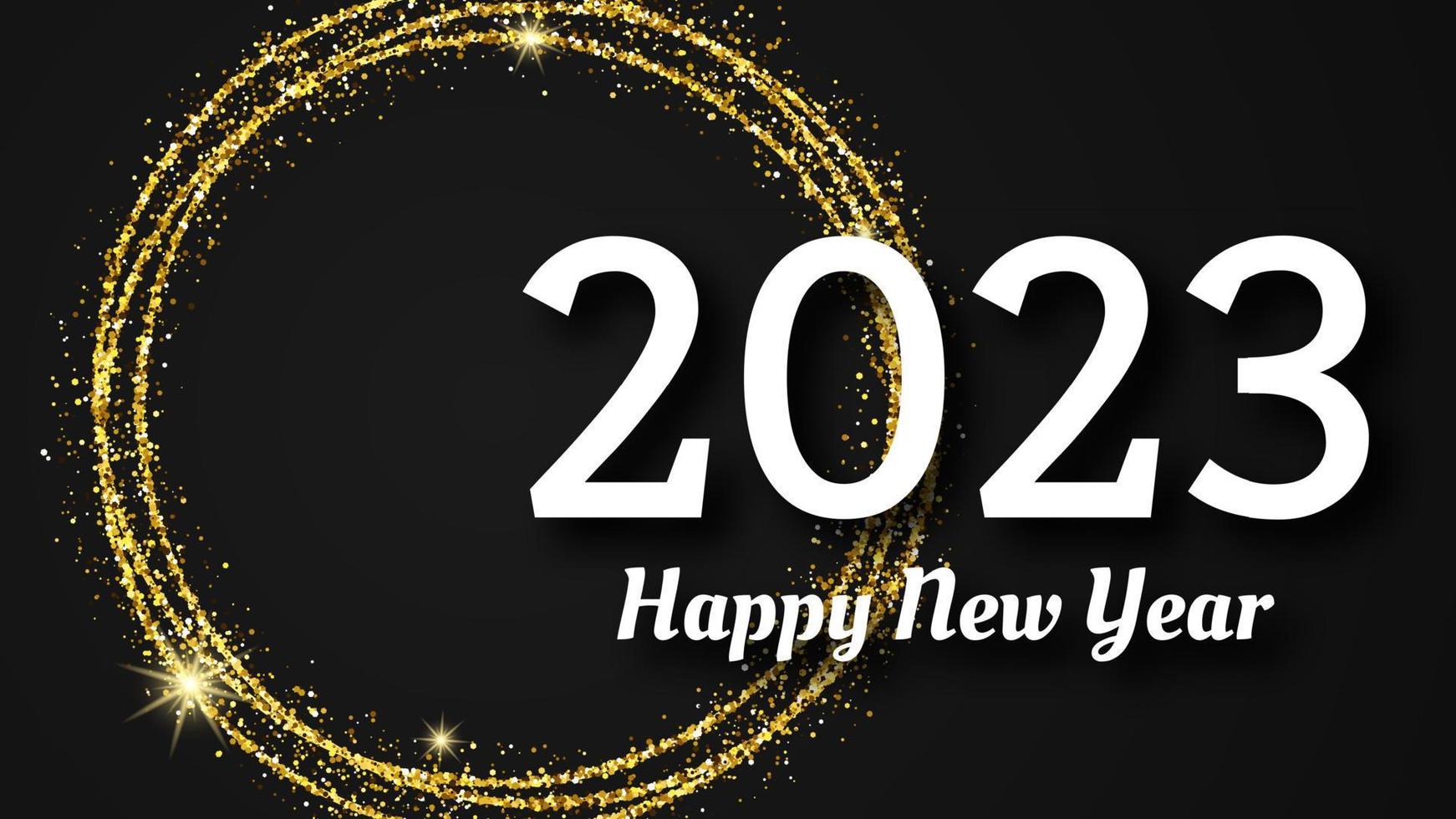 2023 Happy New Year gold background vector